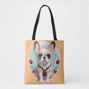 Tote Bag Art de découpe du papier pastel de Bulldog françai