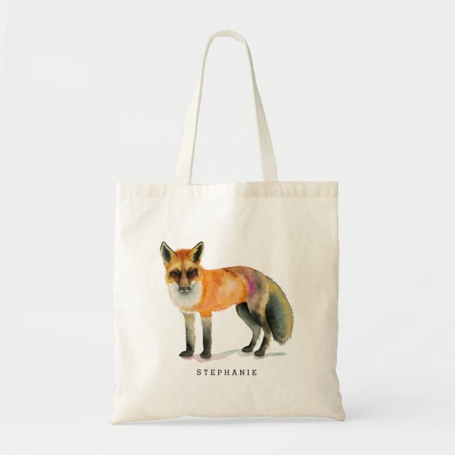 Tote Bag Art de Fox d'aquarelle personnalisé (Devant)