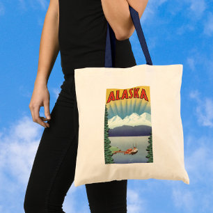 Tote Bag Art de l'affiche de voyage vintage en Alaska, Pays