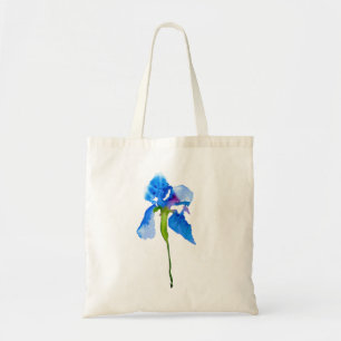 Tote Bag Art de l'aquarelle florale moderne Iris bleu