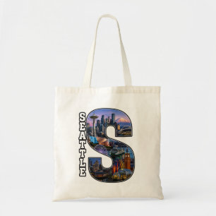 Tote Bag Art de lettre initiale de Seattle Landmark