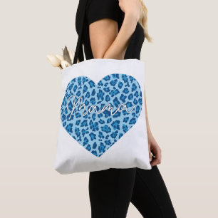 Tote Bag Art de mot de Mama personnalisé sur motif léopard 
