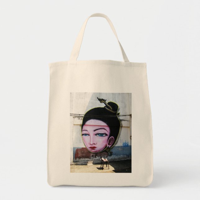Tote Bag Art de rue Lady Lao Graffiti (Devant)