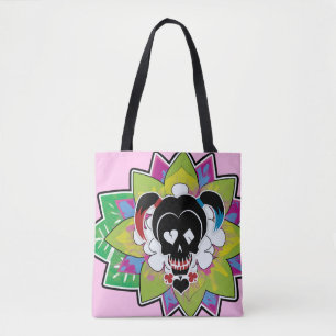 Tote Bag Art de tatouage de crâne du peloton Harley Quin