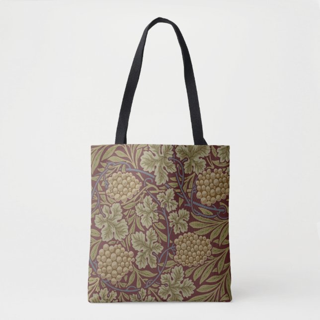 Tote Bag Art de vigne rouge vert William Morris (Devant)