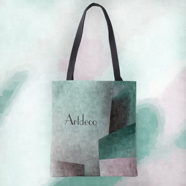 Tote Bag Art Déco Emerald Green Rose Abstrait personnalisab (Créateur téléchargé)