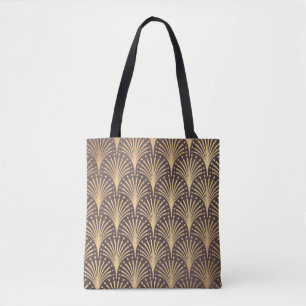 Tote Bag Art Deco Pattern. Seamless golden background. Mini