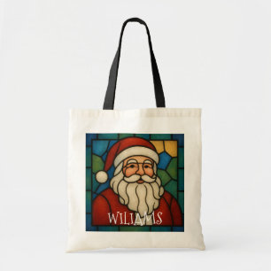 Tote Bag Art déco vitrail de Noël sur le thème de Santa per