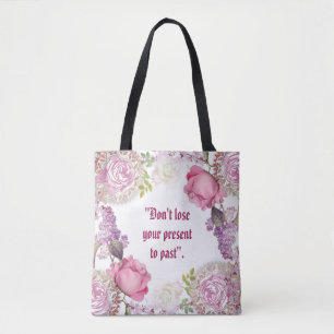 Tote Bag Art Décor Rose rose Lilac Fleur Vintage Flora