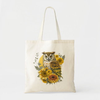 Tote Bag Art Dessin de l'Amant du tournesol de Chouette