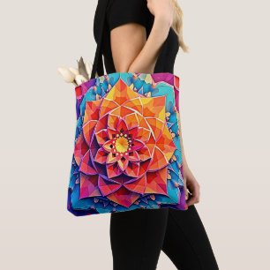 Tote Bag Art d'impression d'énergie de prisme floral abstra