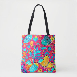 Tote Bag Art du coeur floral vibrant