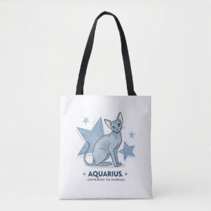 Tote Bag Art du zodiaque Verseau Chat Sphynx Different Purp