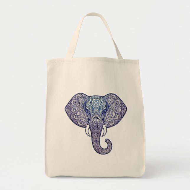 Tote Bag Art éléphant au henné (Devant)