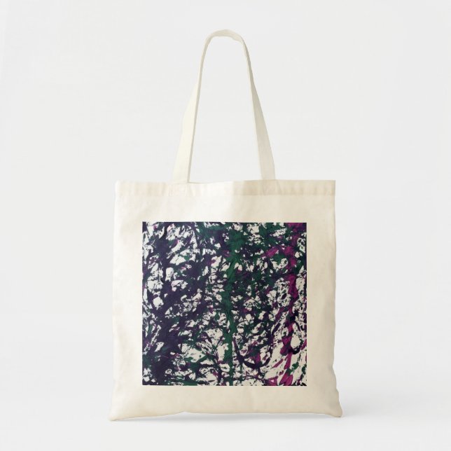 Tote Bag Art en marbre violet, vert, rose (Devant)