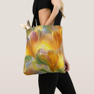 Tote Bag Art floral abstrait avec des pétales jaunes