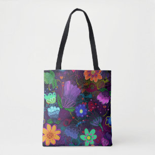 Tote Bag Art floral brillant et audacieux Boho