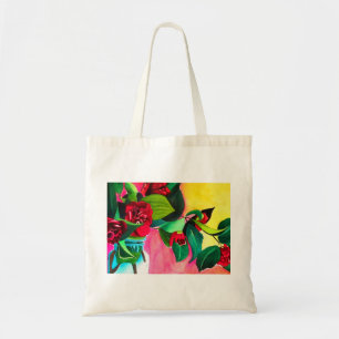 Tote Bag art floral de camélias rouges