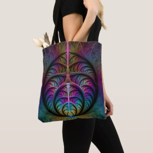 Tote Bag Art Fractal Abstrait coloré à motifs Trippy