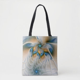 Tote Bag Art fractal abstrait et aérien avec du bleu