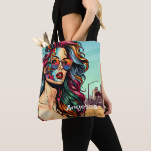 Tote Bag Art fracturé   Femme Abstraite à la plage