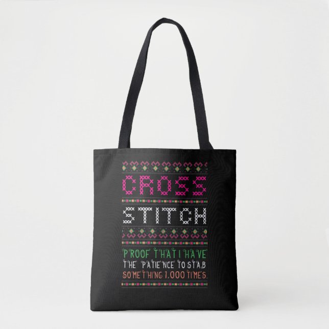 Tote Bag Art Funny Cross Stitch Needlepoint Sewing Needle (Devant)