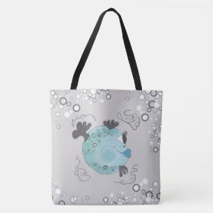 Tote Bag Art lunatique et adorable Teal de poissons