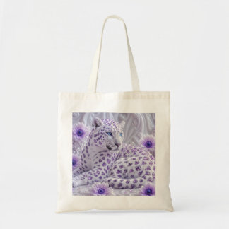 Tote Bag Art majestueux de léopard royal violet orné de bij