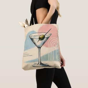 Tote Bag Art minimaliste pastel martini moderne du milieu d