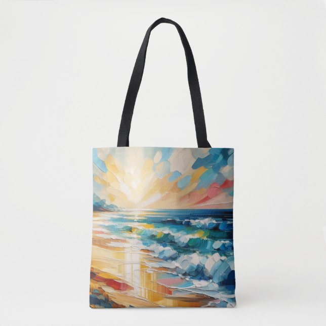 Tote Bag Art moderne Plage Sunset Ocean Design (Devant)