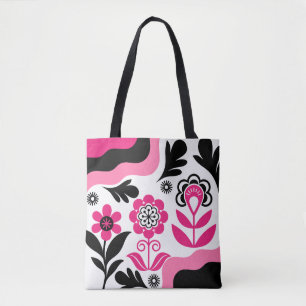 Tote Bag Art mural fleur rose abstrait bohème