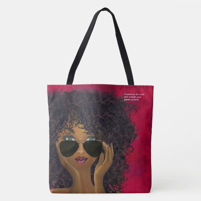 Tote Bag Art noir de cheveux naturels rouges faits sur (Devant)