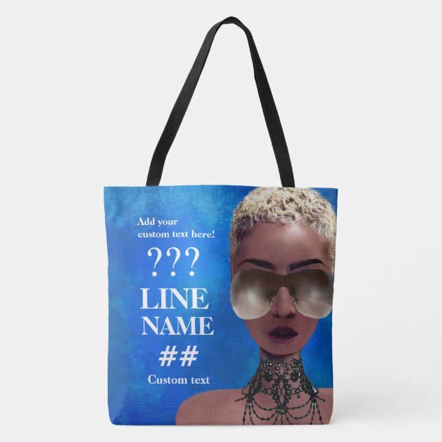 Tote Bag Art noir de sororité bleue faite sur commande (Devant)