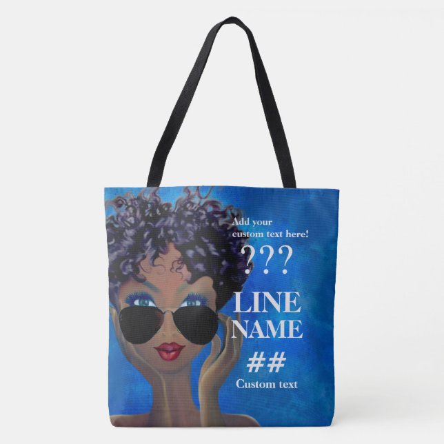 Tote Bag Art noir de sororité bleue faite sur commande (Devant)