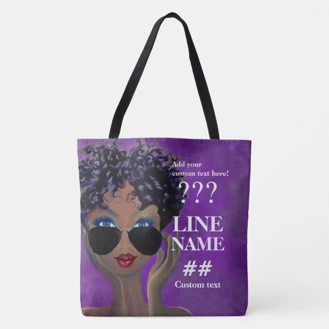 Tote Bag Art noir de sororité pourpre faite sur commande (Devant)