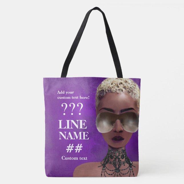 Tote Bag Art noir de sororité pourpre faite sur commande (Devant)