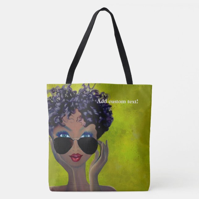 Tote Bag Art noir de sororité verte (Devant)