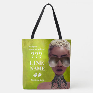 Tote Bag Art noir de sororité verte faite sur commande
