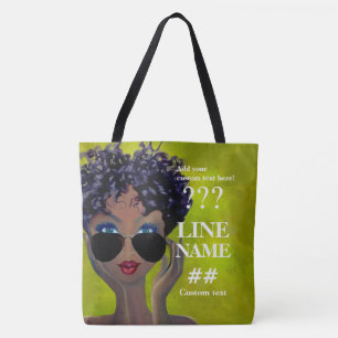 Tote Bag Art noir de sororité verte faite sur commande