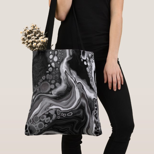 Tote Bag Art noir et Marbre blanc (De près)