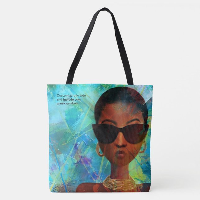 Tote Bag Art noir sauvage d'Aqua fait sur commande (Devant)