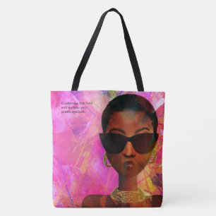 Tote Bag Art noir sauvage du rose 2 faits sur commande