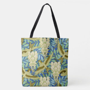 Tote Bag Art Nouveau de glycines et d'oiseaux floral
