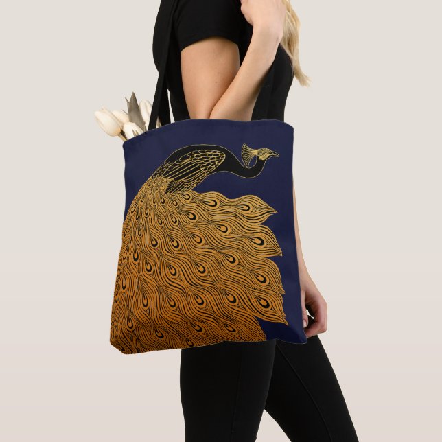 Tote Bag Art Nouveau Peacock Will Bradley (De près)