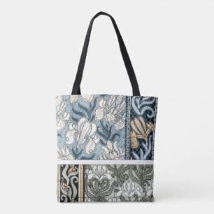 Tote Bag Art Nouveau vintage, Jardin Iris Fleurs