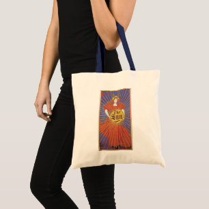 Tote Bag Art Nouveau vintage, New York Sun Newspaper