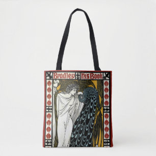 Tote Bag Art Nouveau vintage This Kiss, Femme avec Peacock