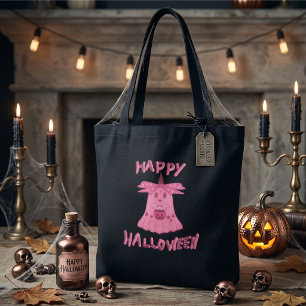 Tote Bag Art numérique Coquette Rose Fantôme Joyeux Hallowe
