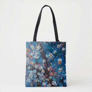Tote Bag Art oil painting, cherry blossom flower, abstract,