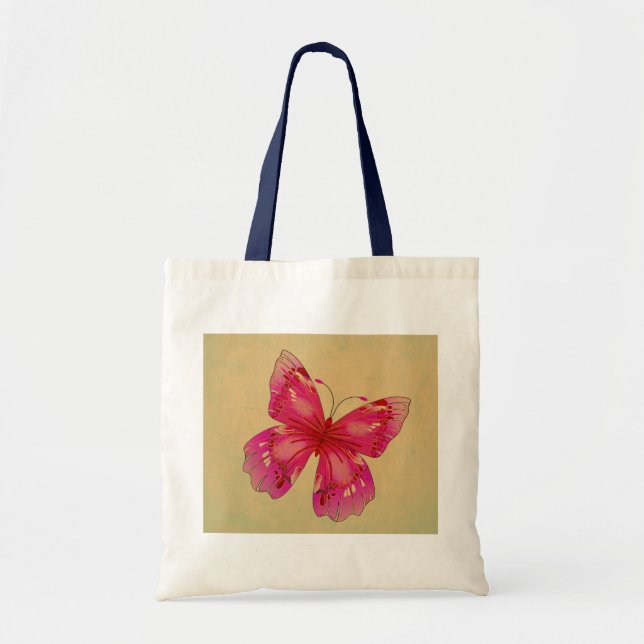 Tote Bag Art papillon vintage rose (Devant)
